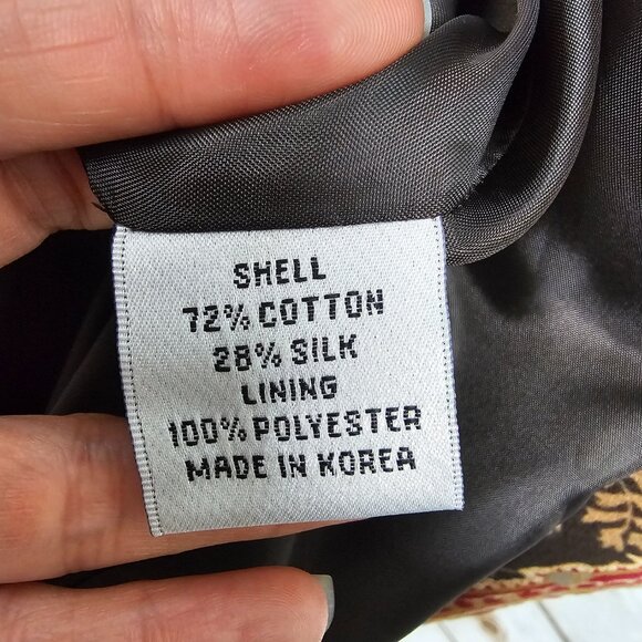 Talbots Velvet Blazer Womens 8P Black Red Paisley Silk Blend Lined Party Jacket - Picture 8 of 12